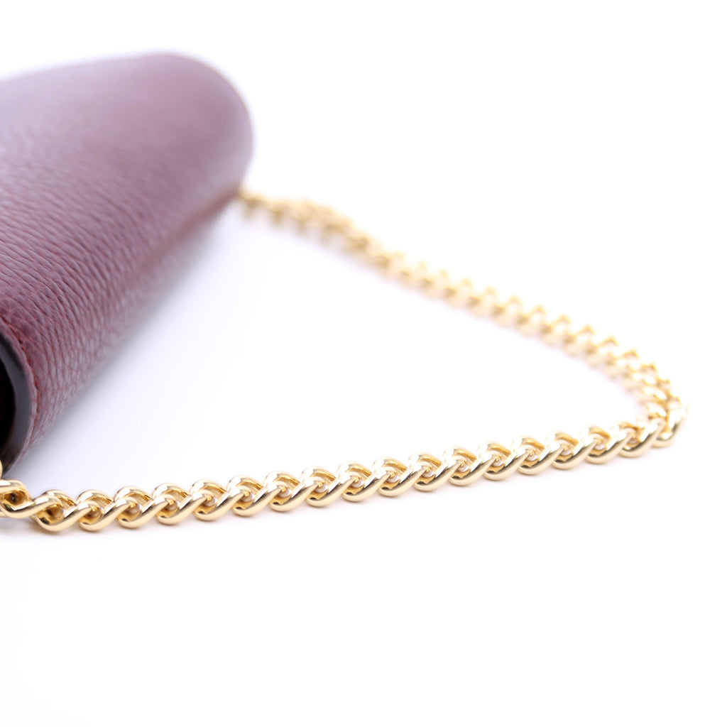 570660 Zumi Leather Card Case with Chain Burgundy