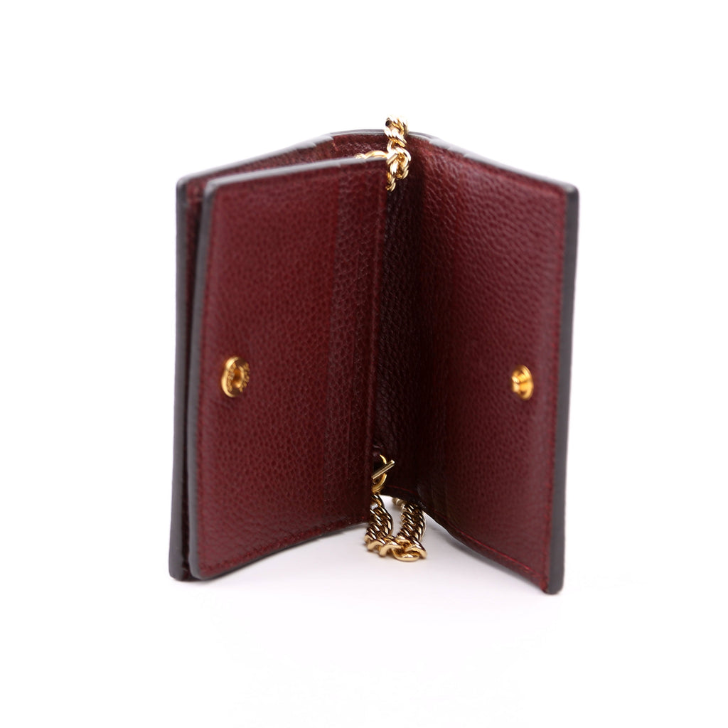 570660 Zumi Leather Card Case with Chain Burgundy