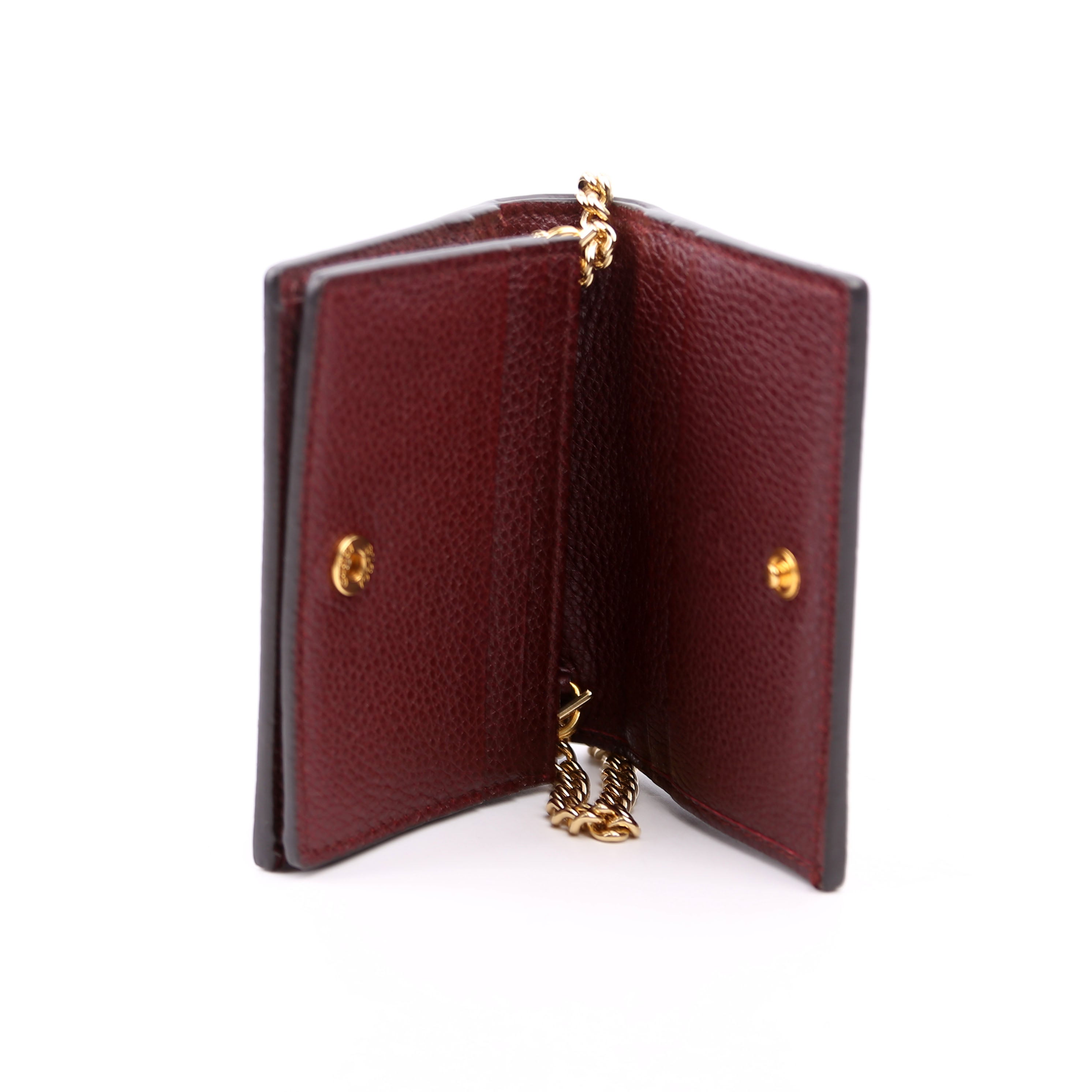 570660 Zumi Leather Card Case with Chain Burgundy