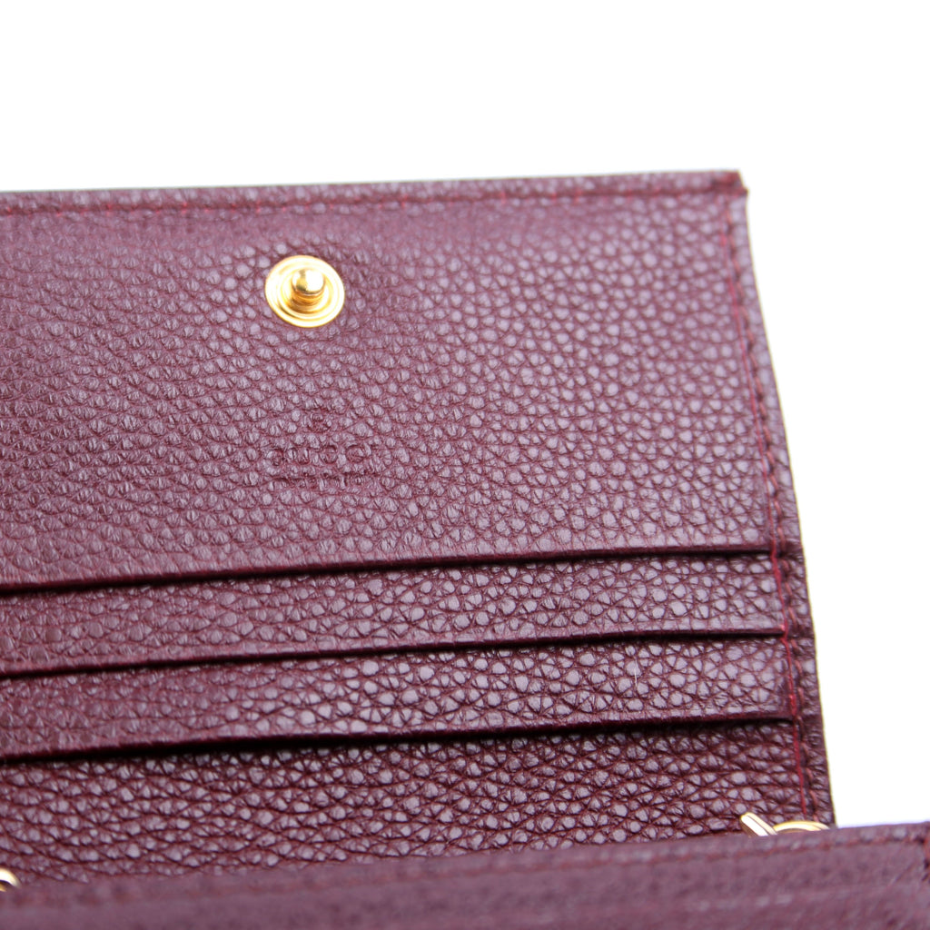 570660 Zumi Leather Card Case with Chain Burgundy