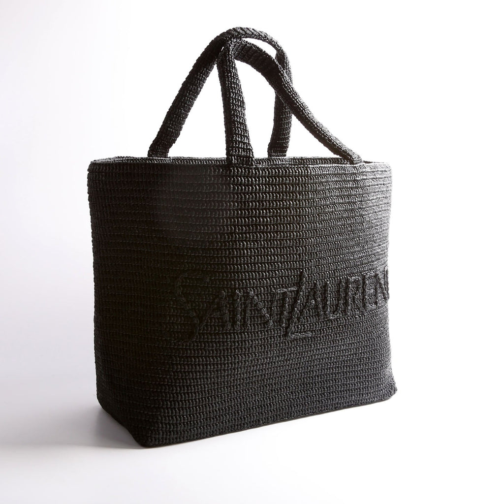 Tonal Raffia Tote Black