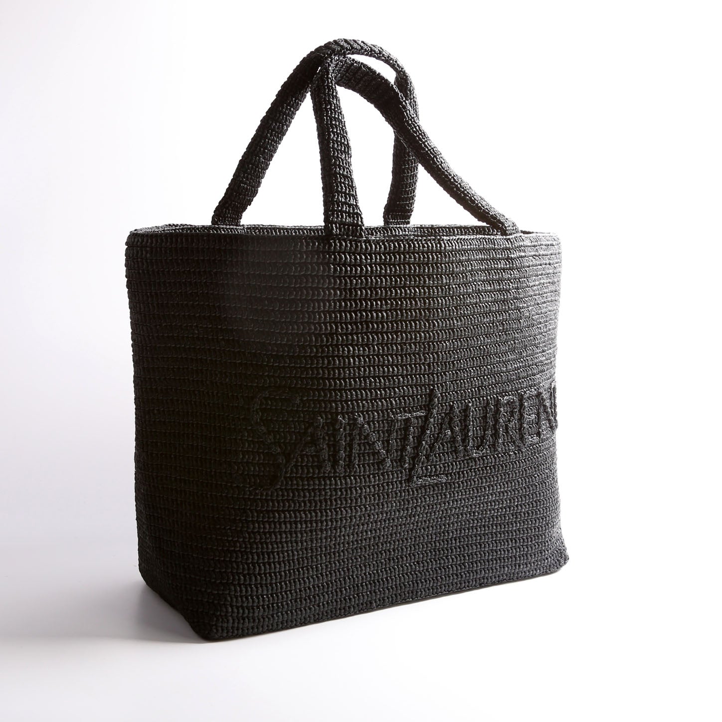Tonal Raffia Tote Black