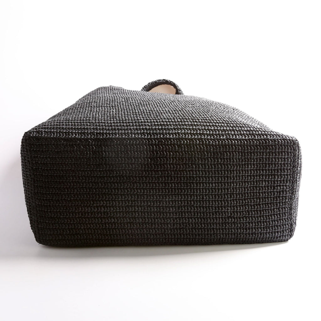 Tonal Raffia Tote Black