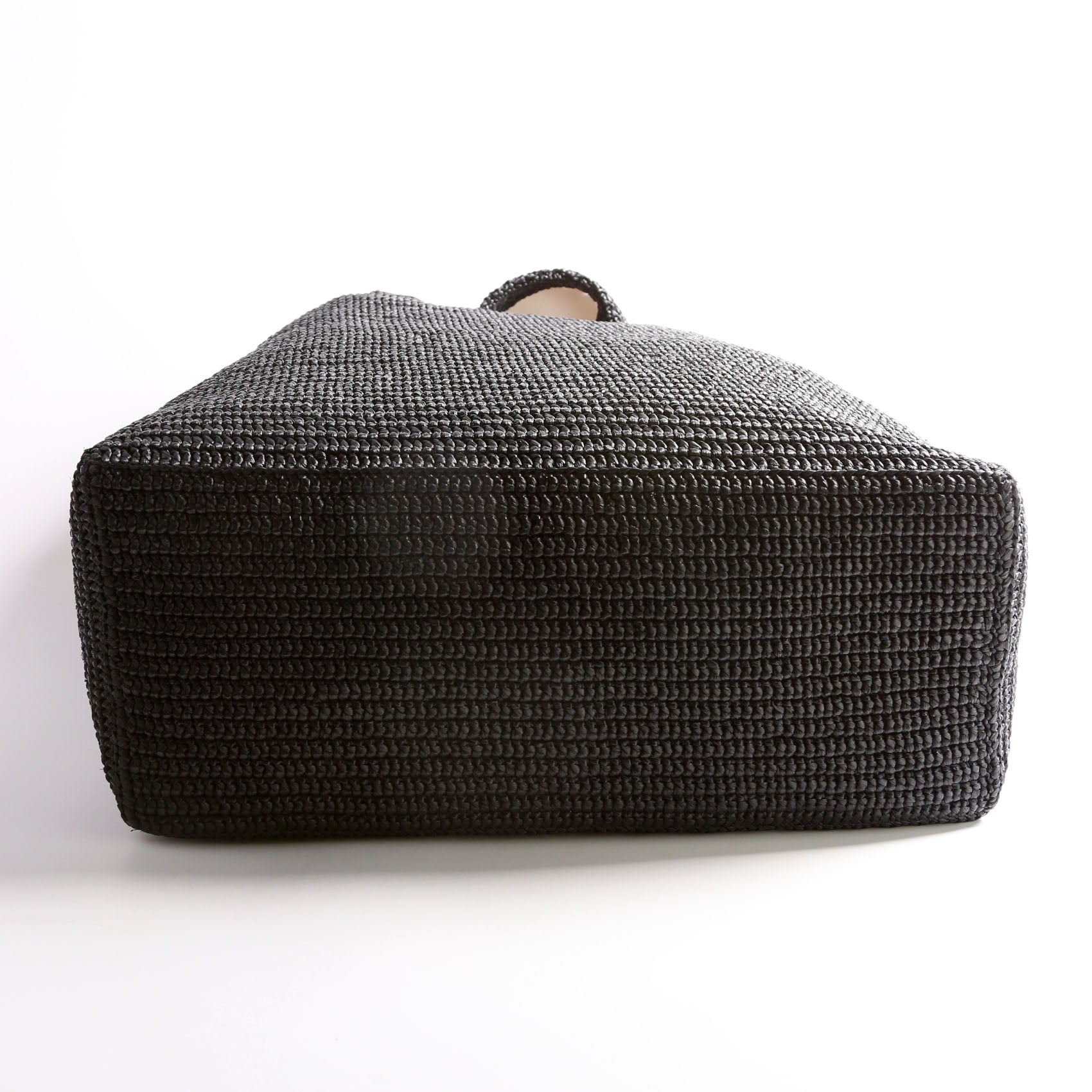 Tonal Raffia Tote Black