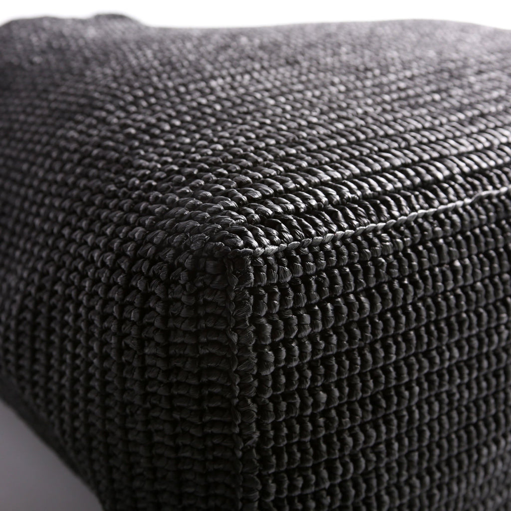 Tonal Raffia Tote Black