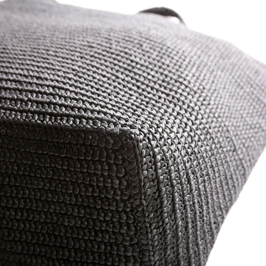 Tonal Raffia Tote Black