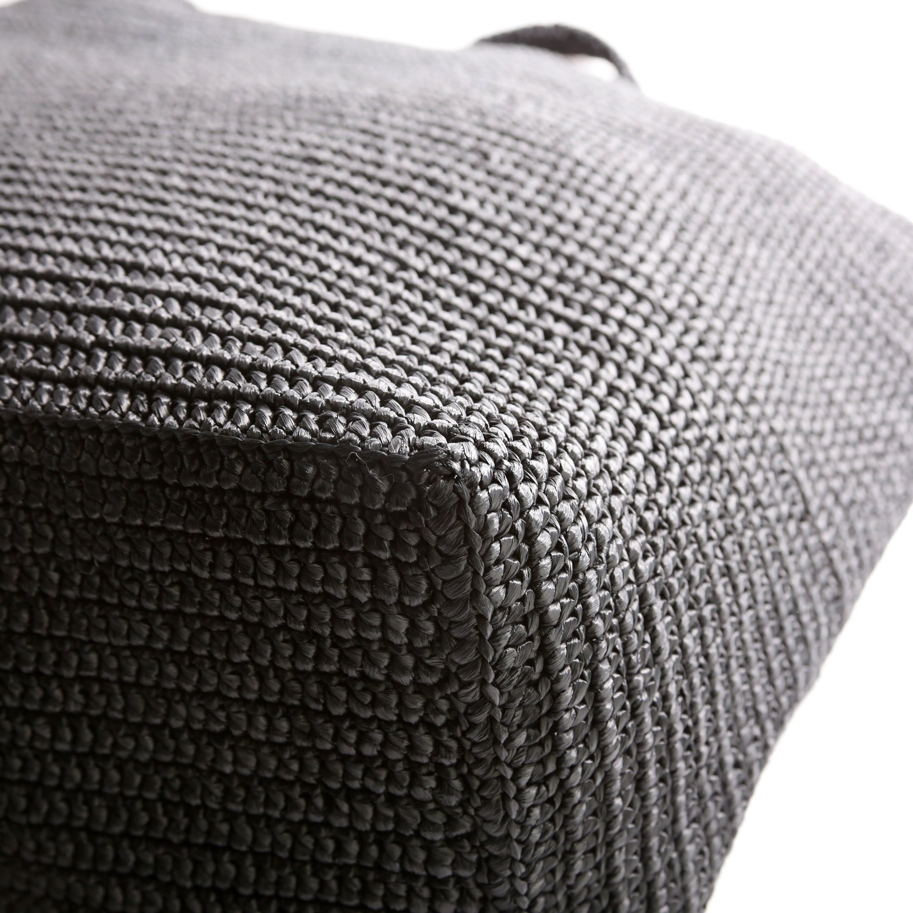 Tonal Raffia Tote Black