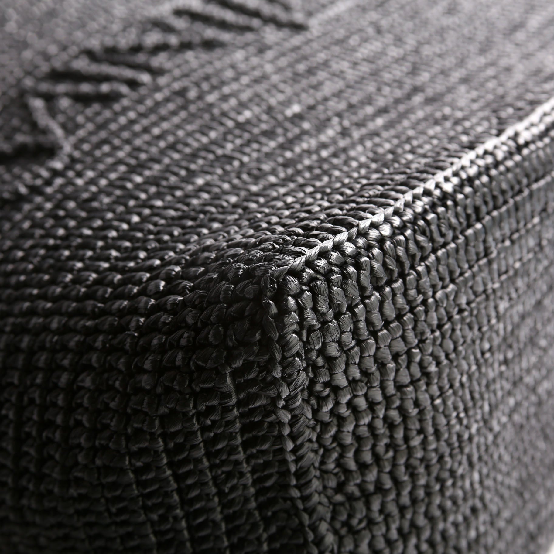 Tonal Raffia Tote Black