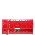 Patent Cannage Miss Dior Chain Wallet Red