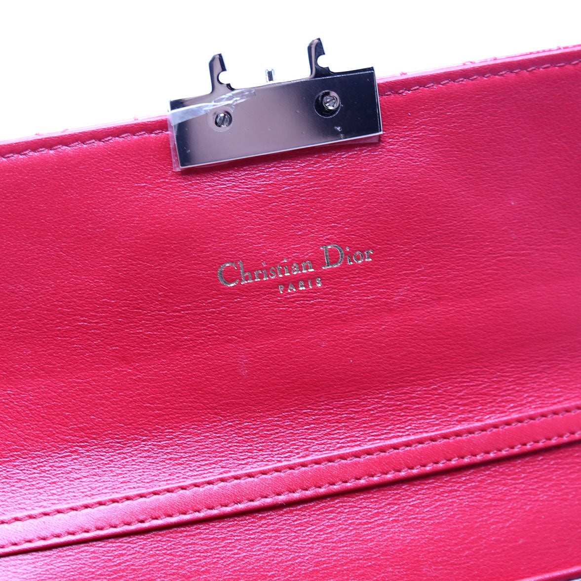 Patent Cannage Miss Dior Chain Wallet Red
