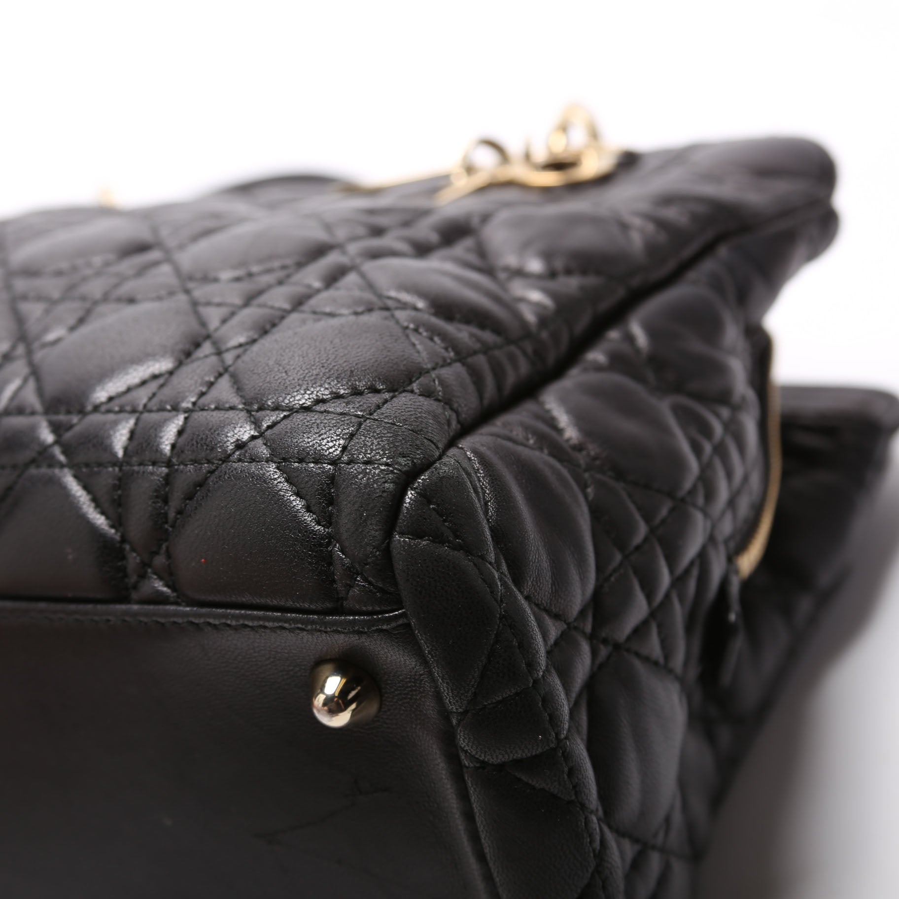 Soft Zip Shopping Tote Lambskin Small Black