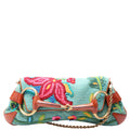 X Tom Ford Horsebit Embroidered Chain Clutch 123218 Teal/Multicolor