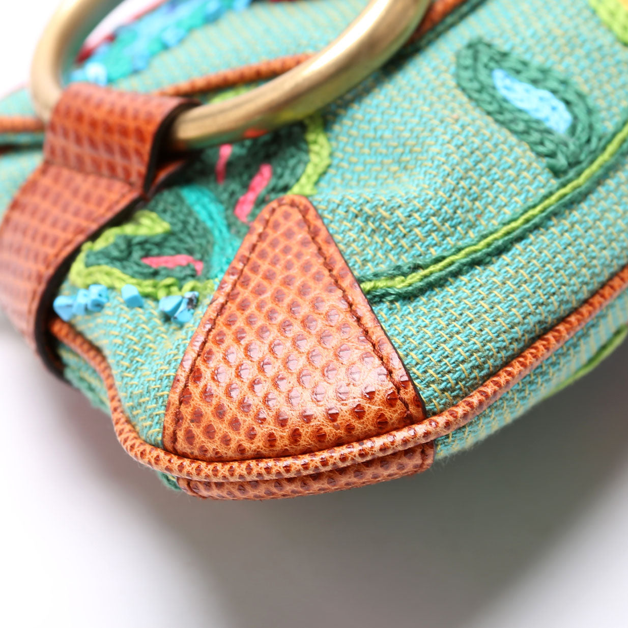 X Tom Ford Horsebit Embroidered Chain Clutch 123218 Teal/Multicolor