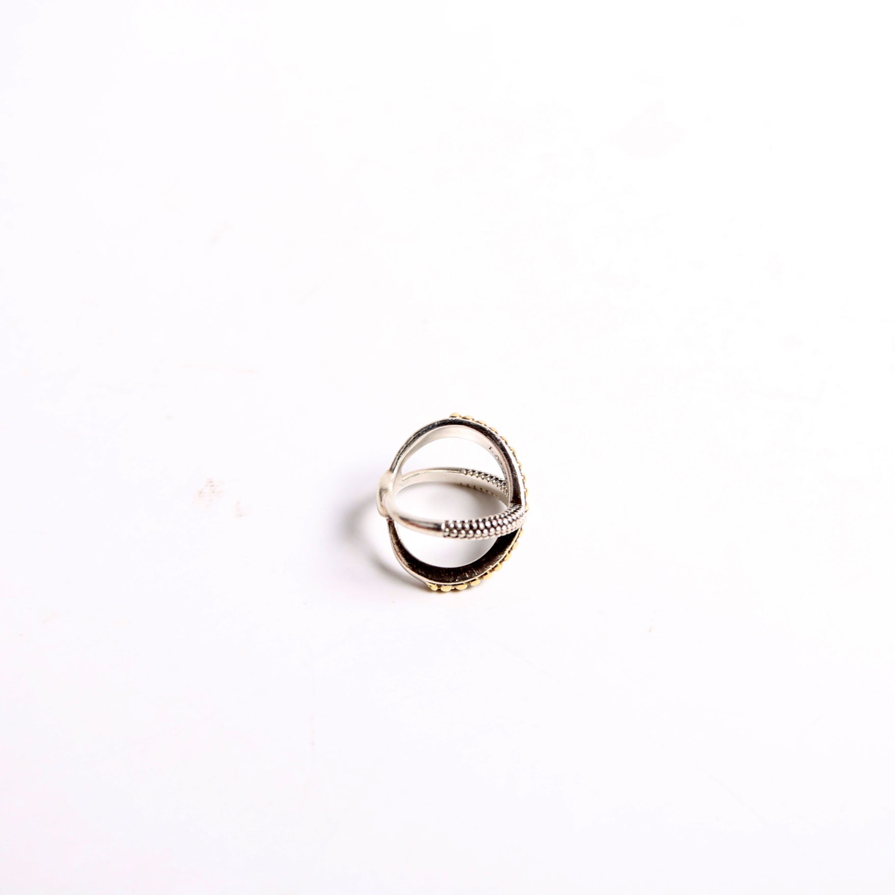 Two-Tone X Beaded Ring Size 7 925/750