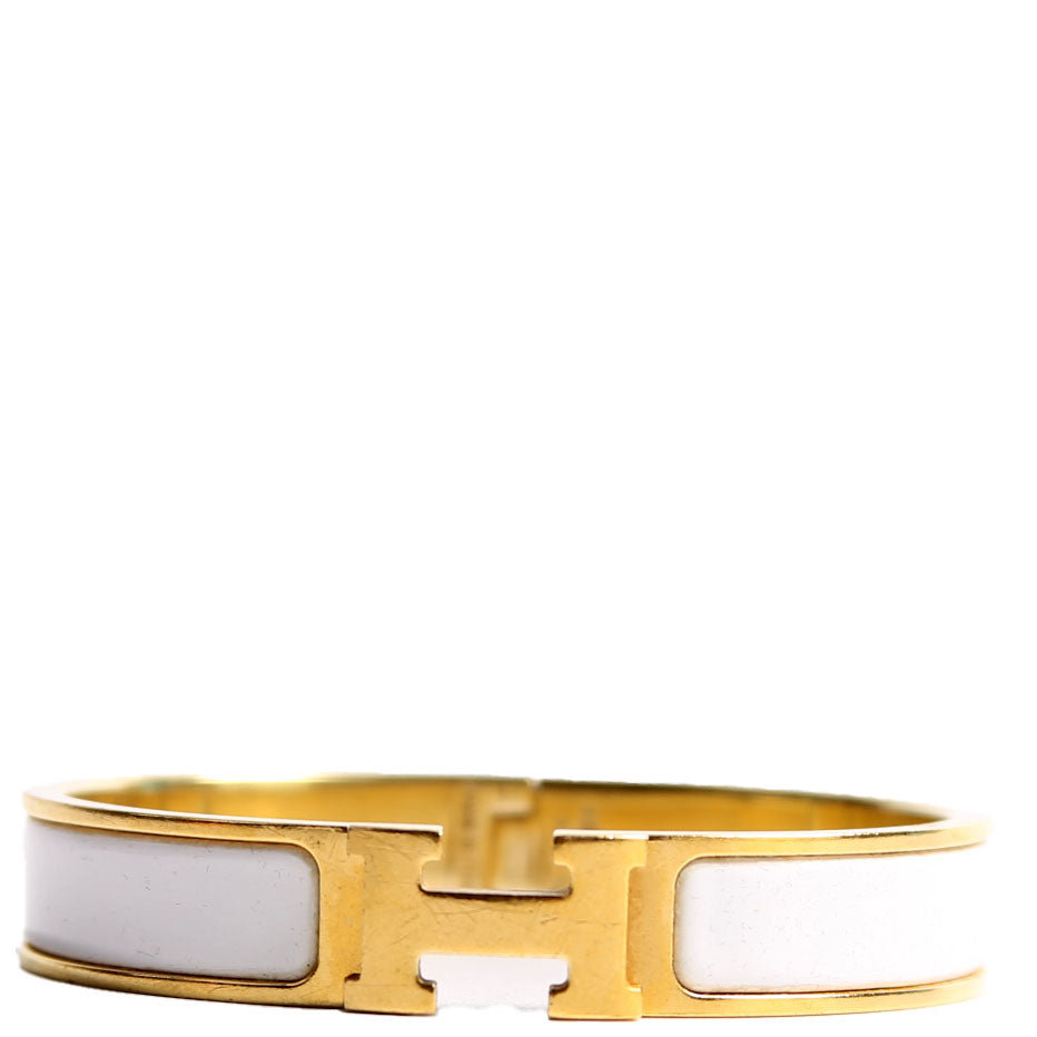 Clic Clac Narrow GM Bracelet Gold/White