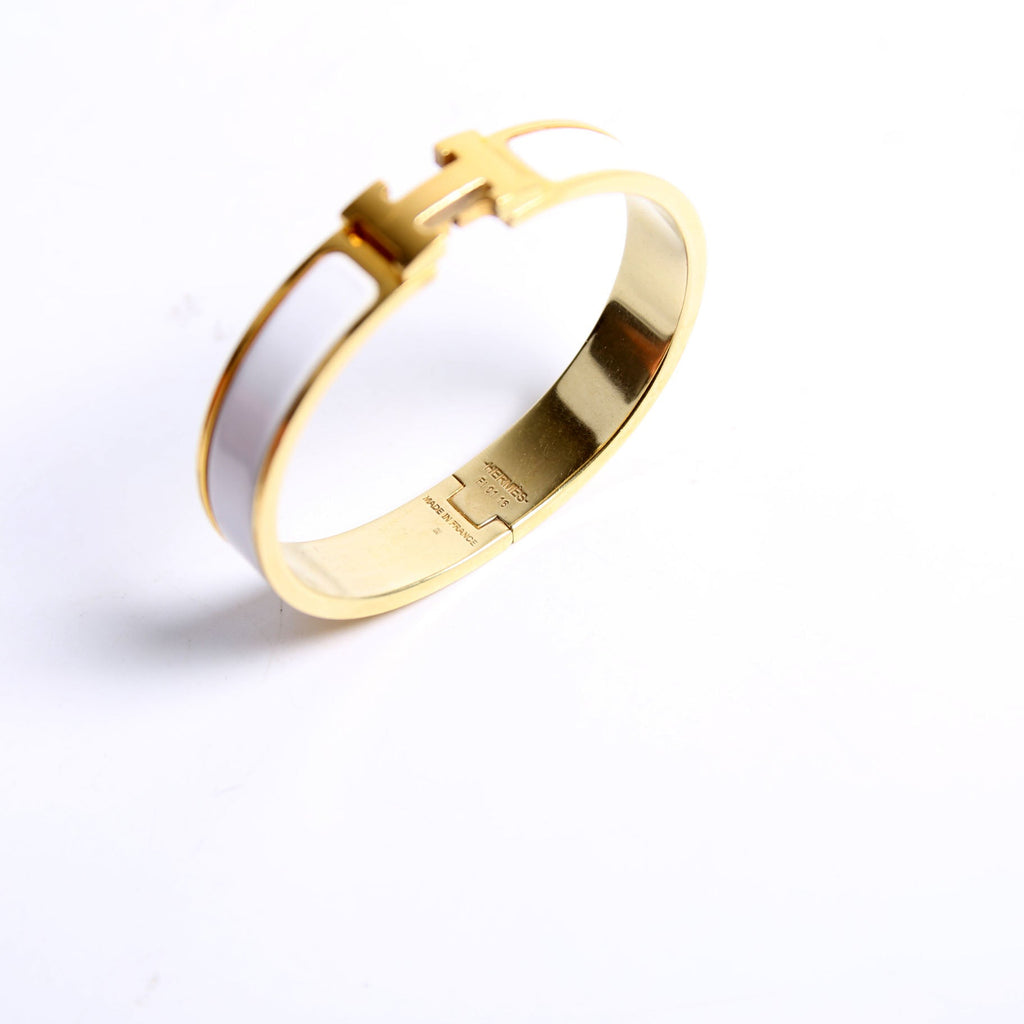 Clic Clac Narrow GM Bracelet Gold/White