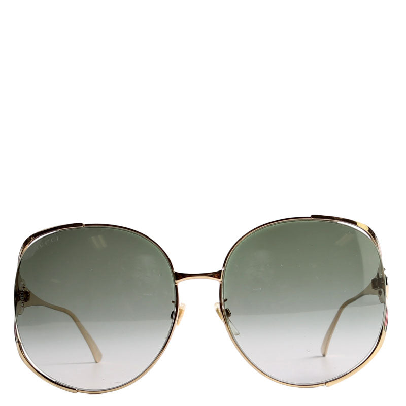 GG0225S Oversized Round Sunglasses Gold/Black