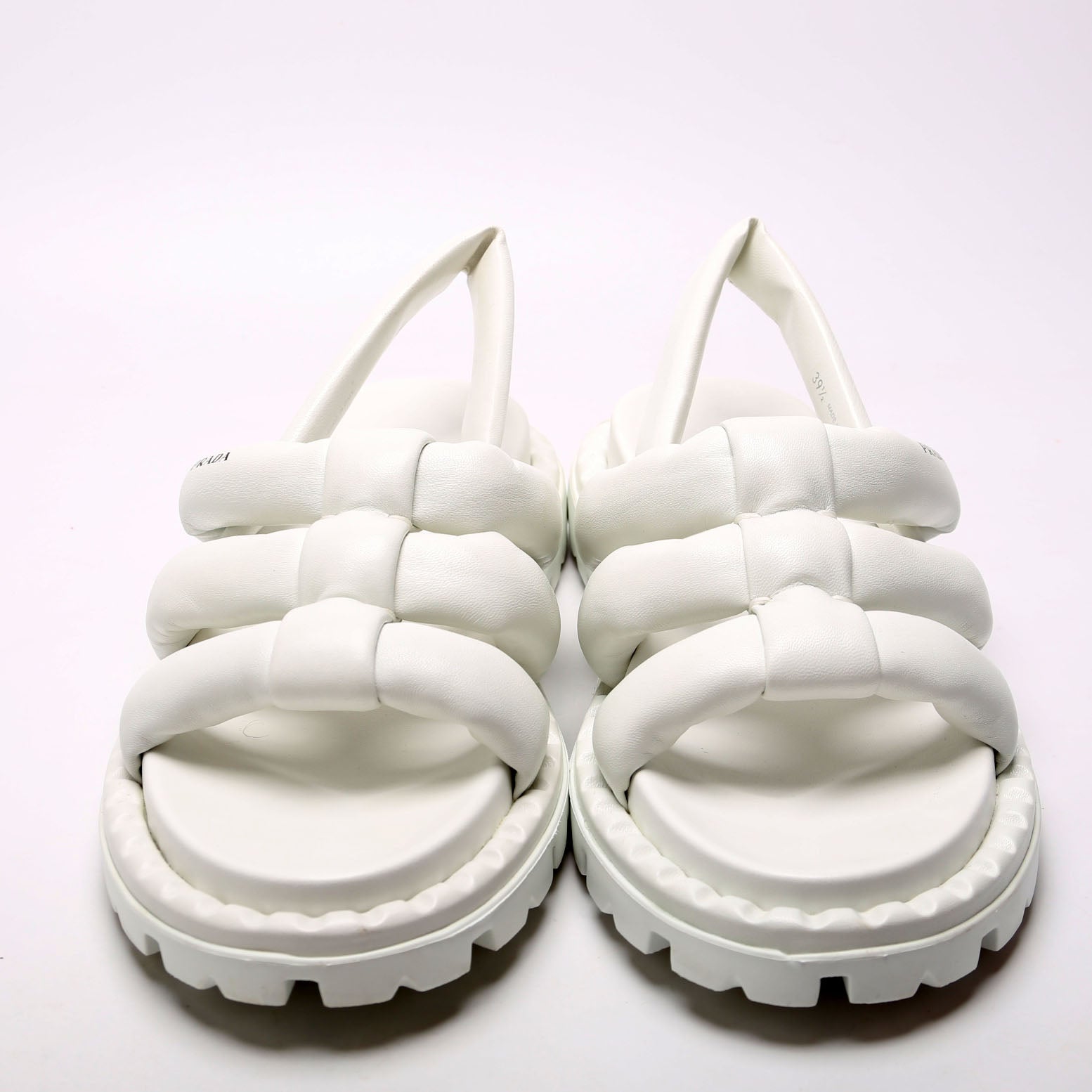 Prada Blow Padded Sandals Size 39.5 White