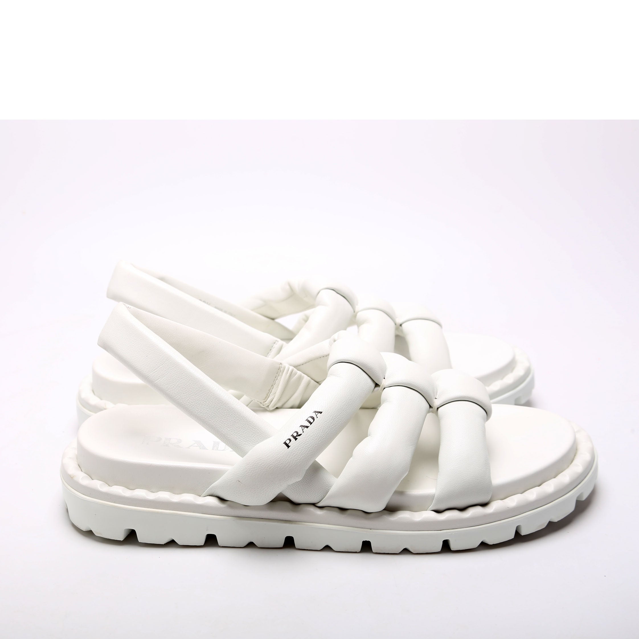 Prada Blow Padded Sandals Size 39.5 White