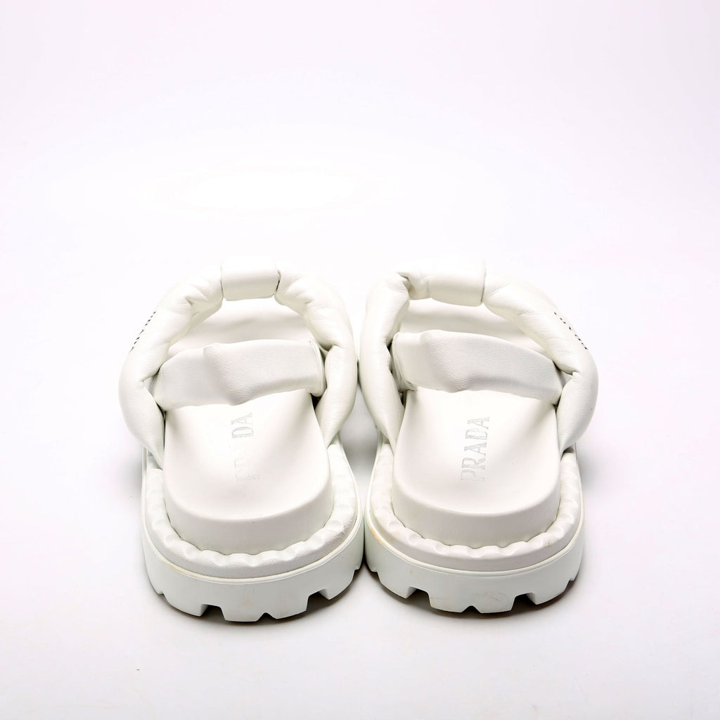 Prada Blow Padded Sandals Size 39.5 White