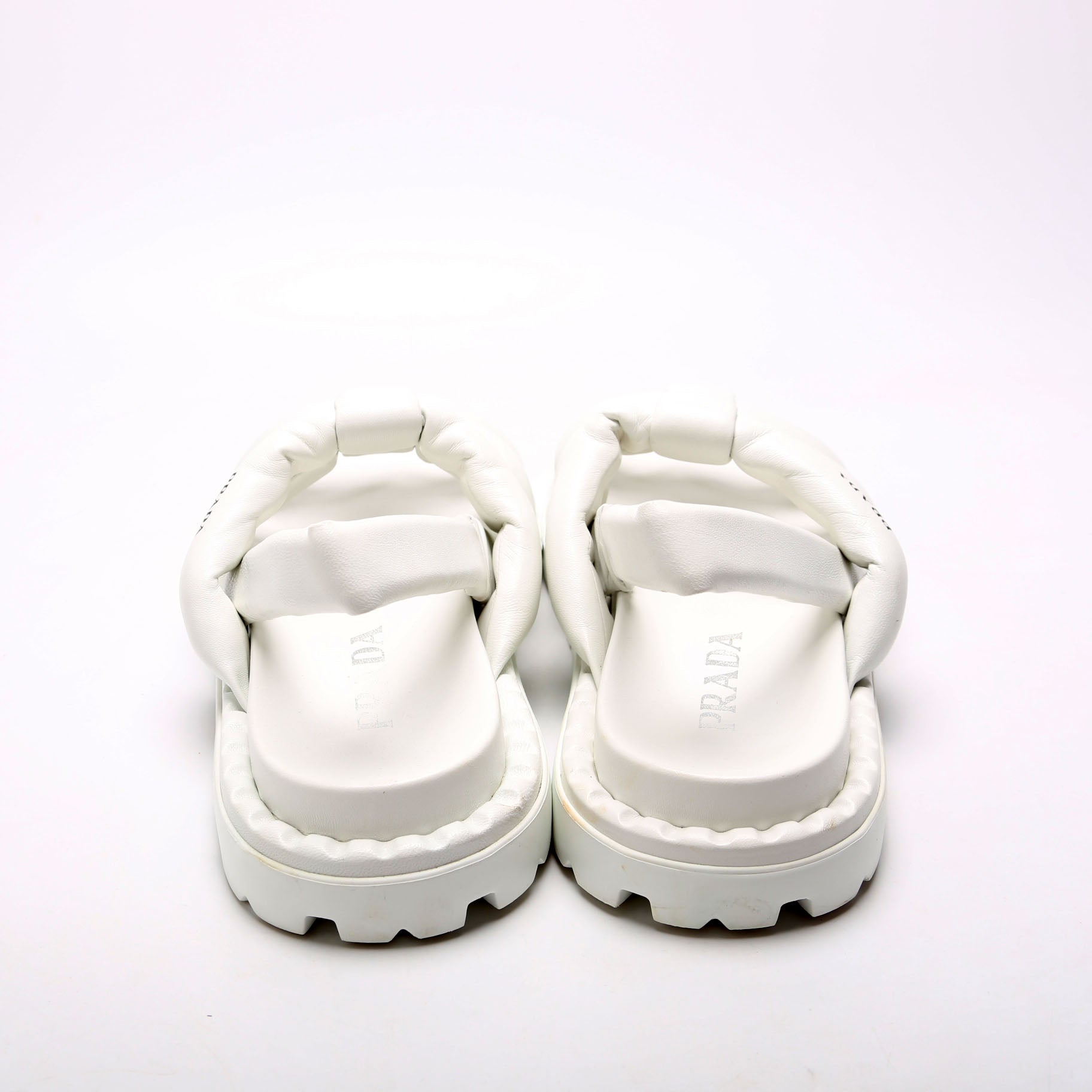 Prada Blow Padded Sandals Size 39.5 White