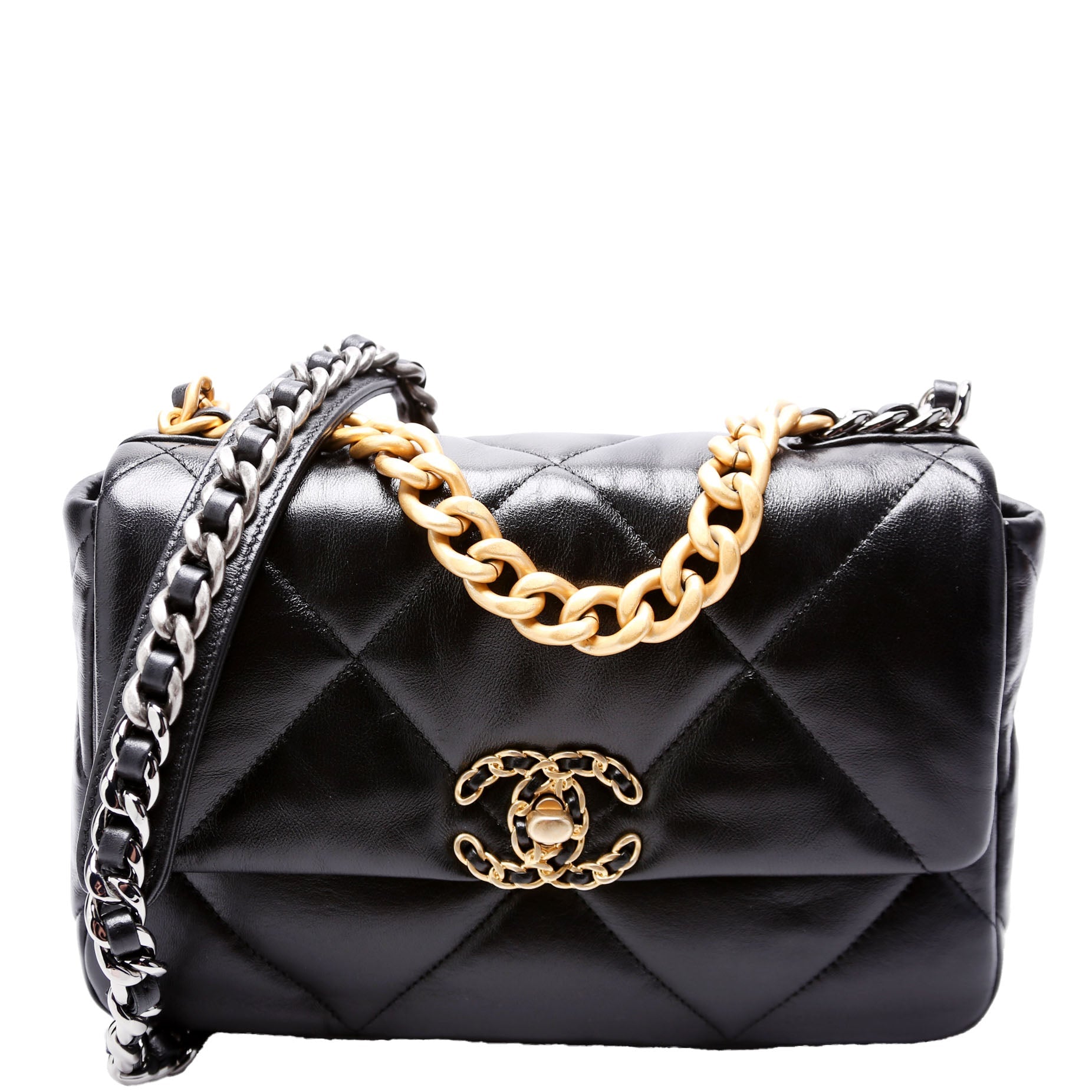 Quilted Lambskin 19 Small Flap RFID Black