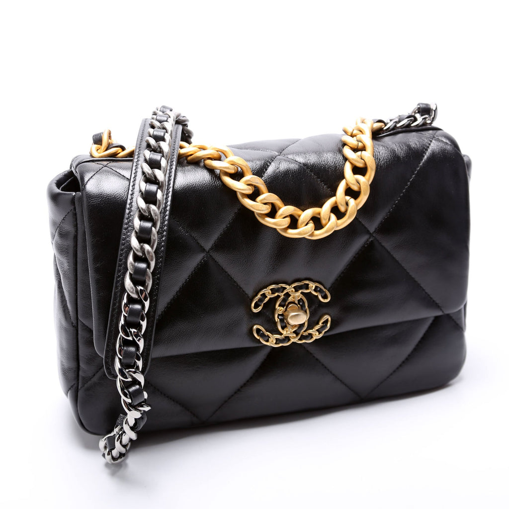 Quilted Lambskin 19 Small Flap RFID Black
