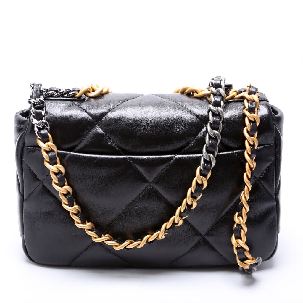 Quilted Lambskin 19 Small Flap RFID Black
