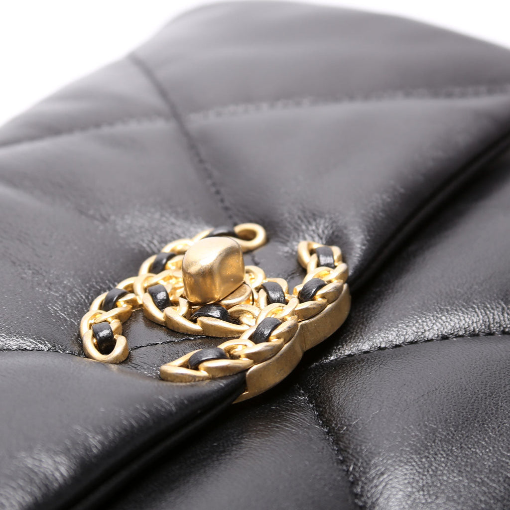 Quilted Lambskin 19 Small Flap RFID Black