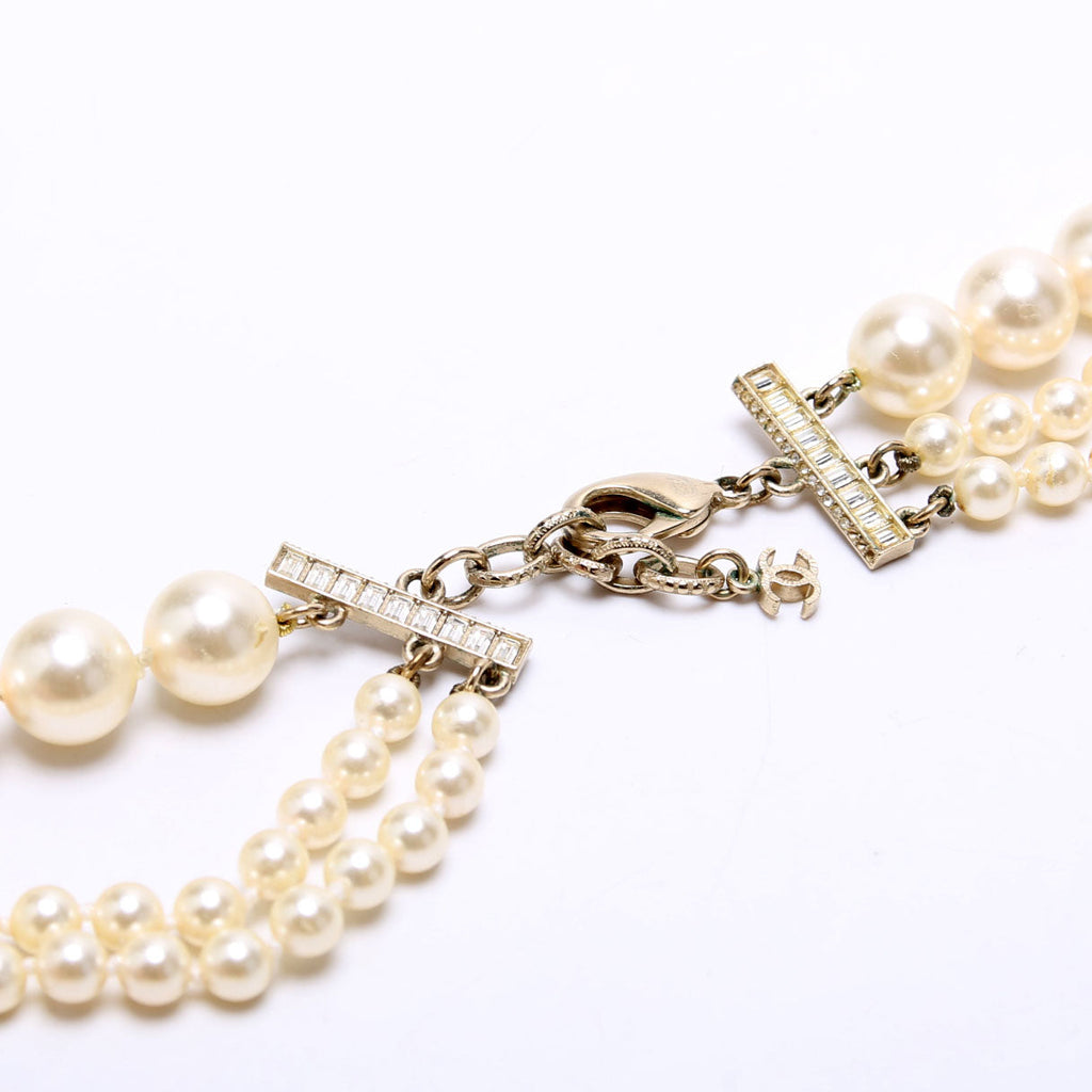 CC 3 Strand Faux Pearl Long Necklace