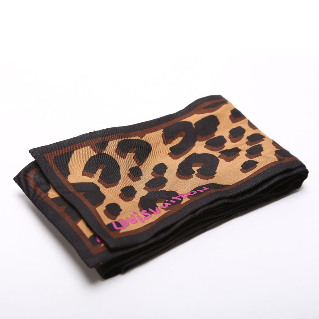 Leopard Bandeau Silk Scarf Brown