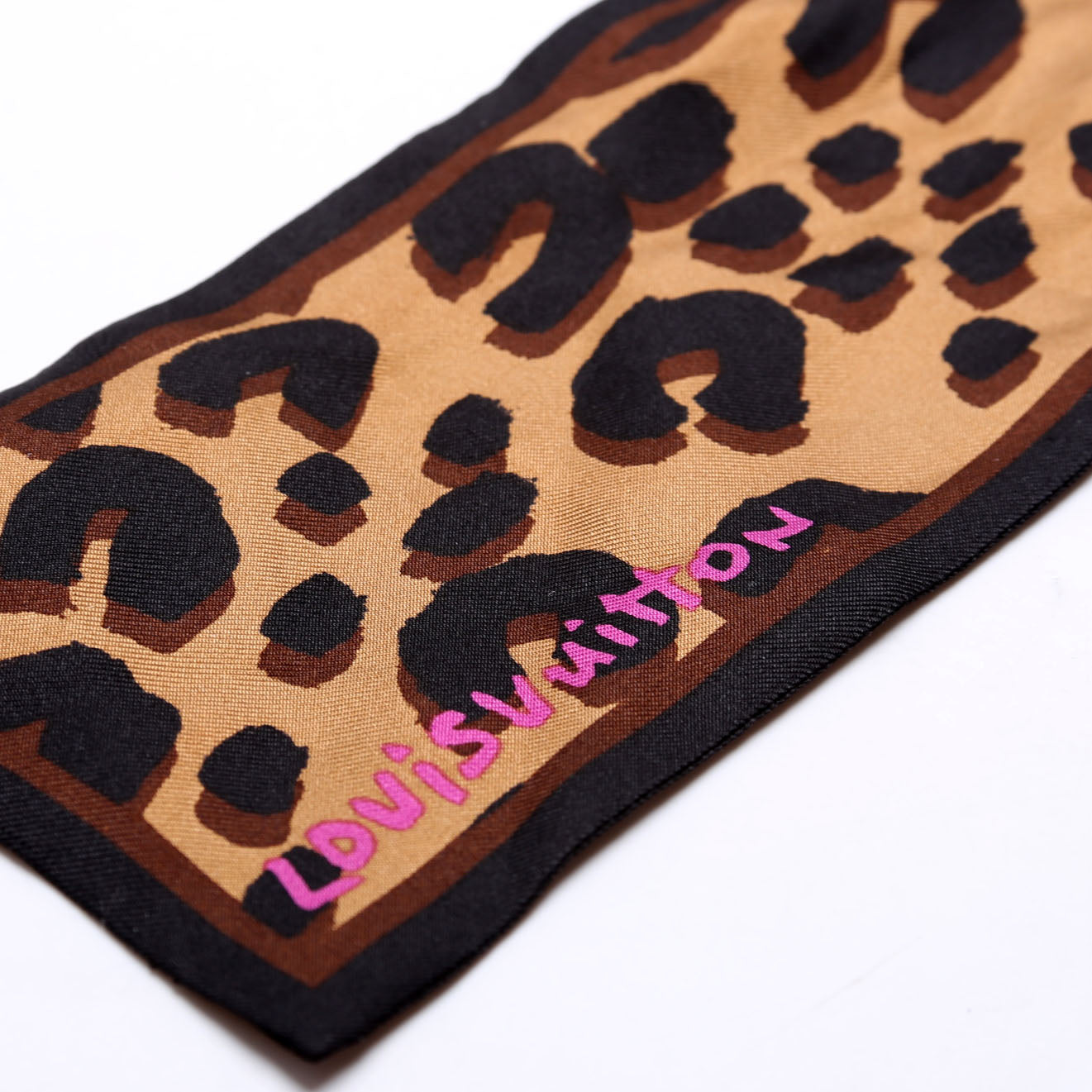 Leopard Bandeau Silk Scarf Brown