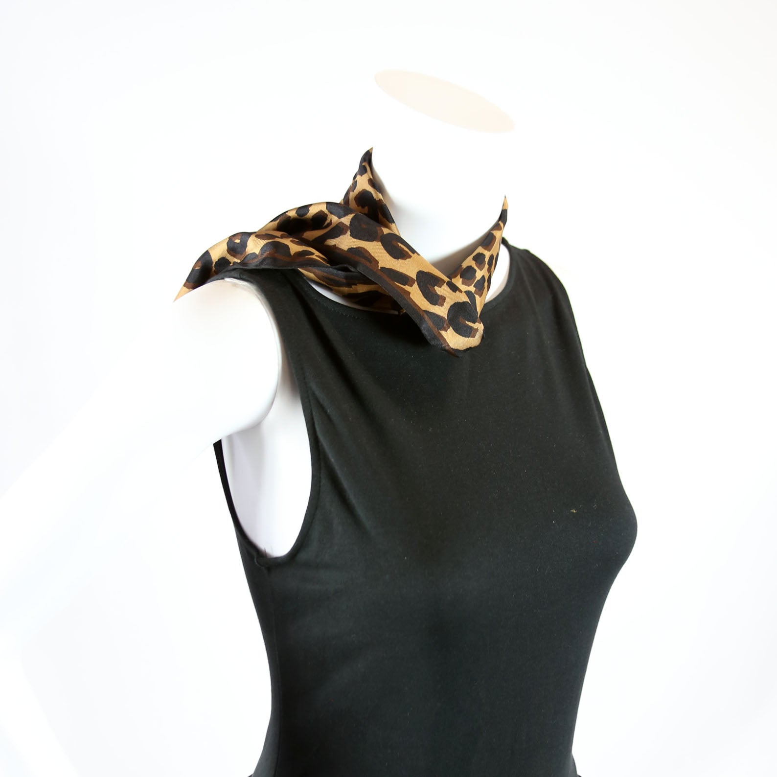 Leopard Bandeau Silk Scarf Brown