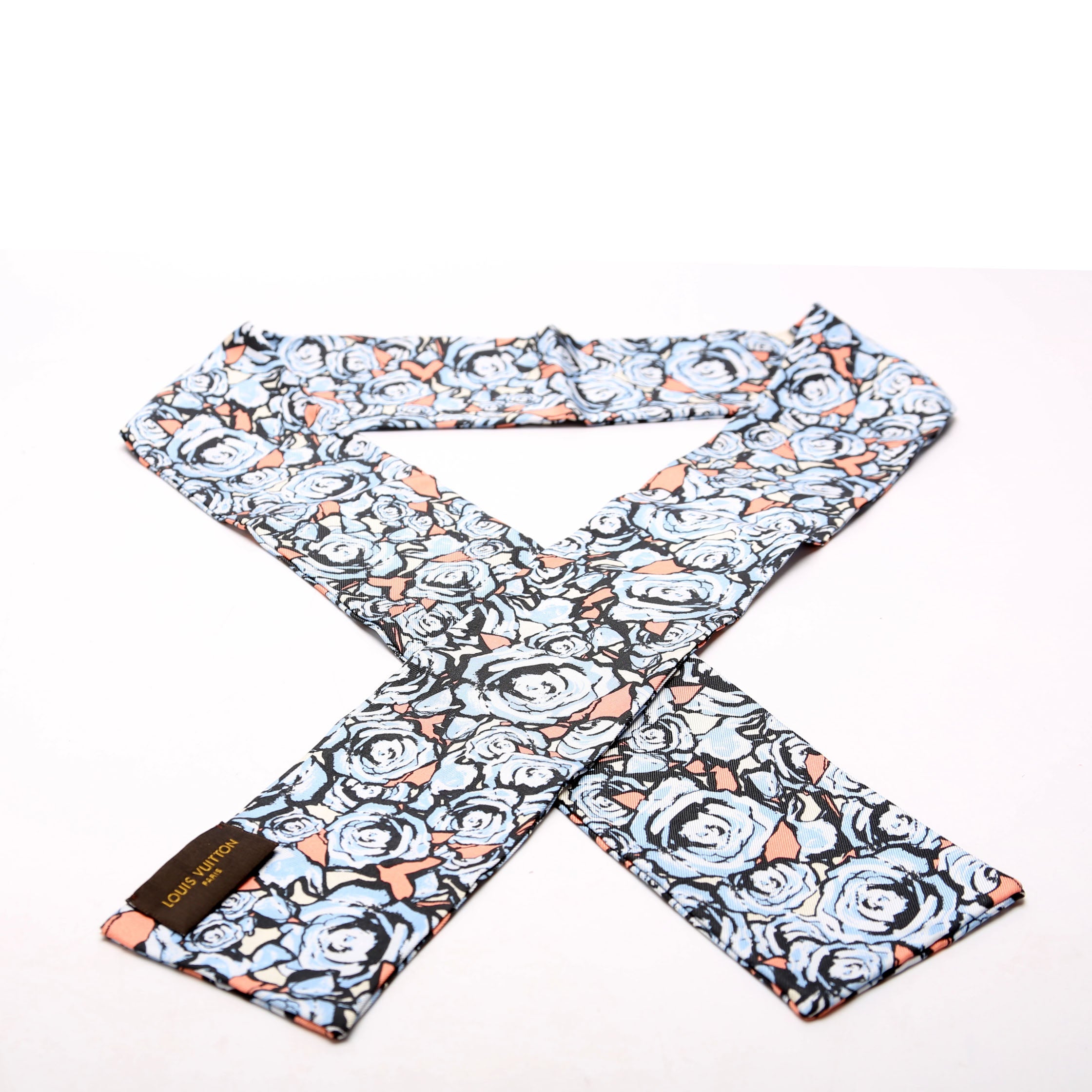 Rock'N'Roses Bandeau Silk Scarf Blue/Multi