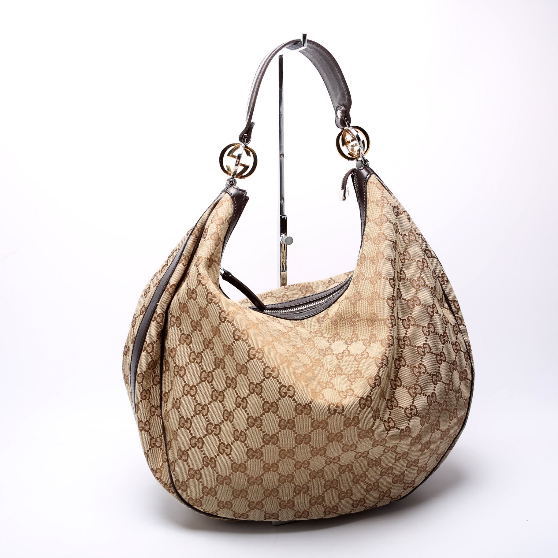 232945 GG Canvas Twins Hobo Large Beige/Brown