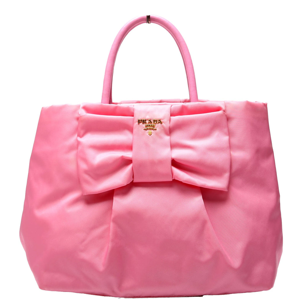 Tessuto Nylon Bow Tote Pink/Gold