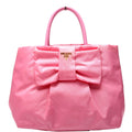 Tessuto Nylon Bow Tote Pink/Gold