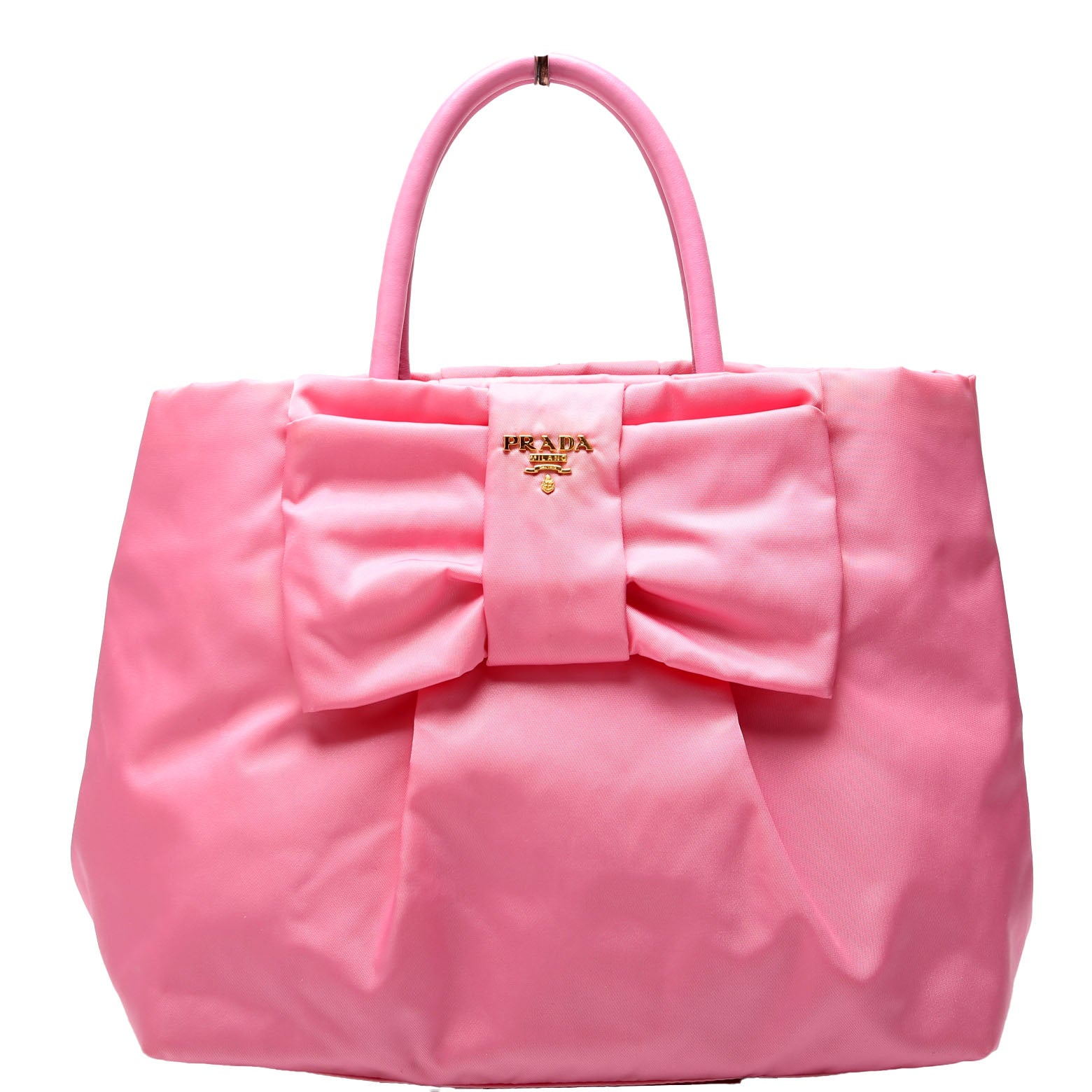 Tessuto Nylon Bow Tote Pink/Gold