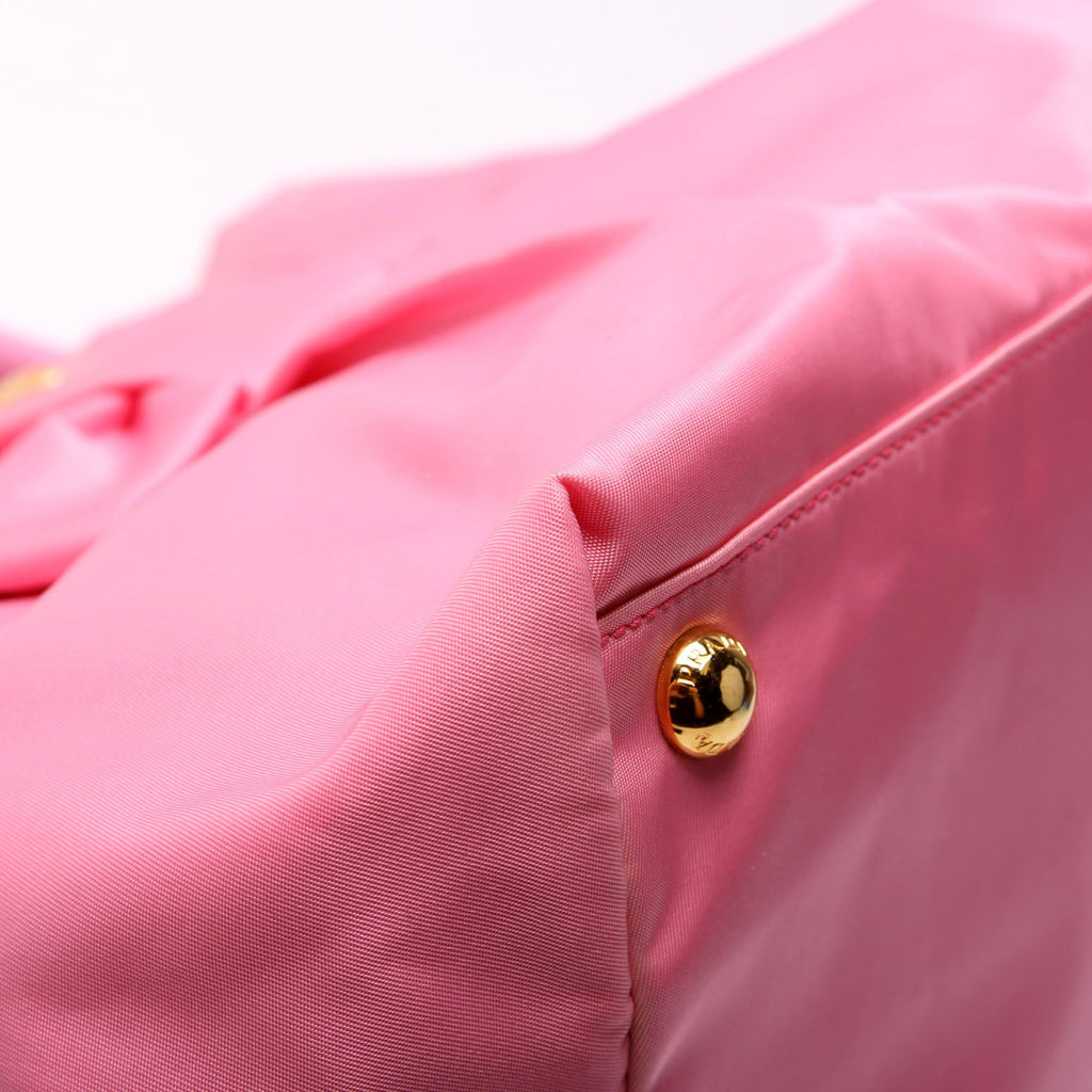 Tessuto Nylon Bow Tote Pink/Gold