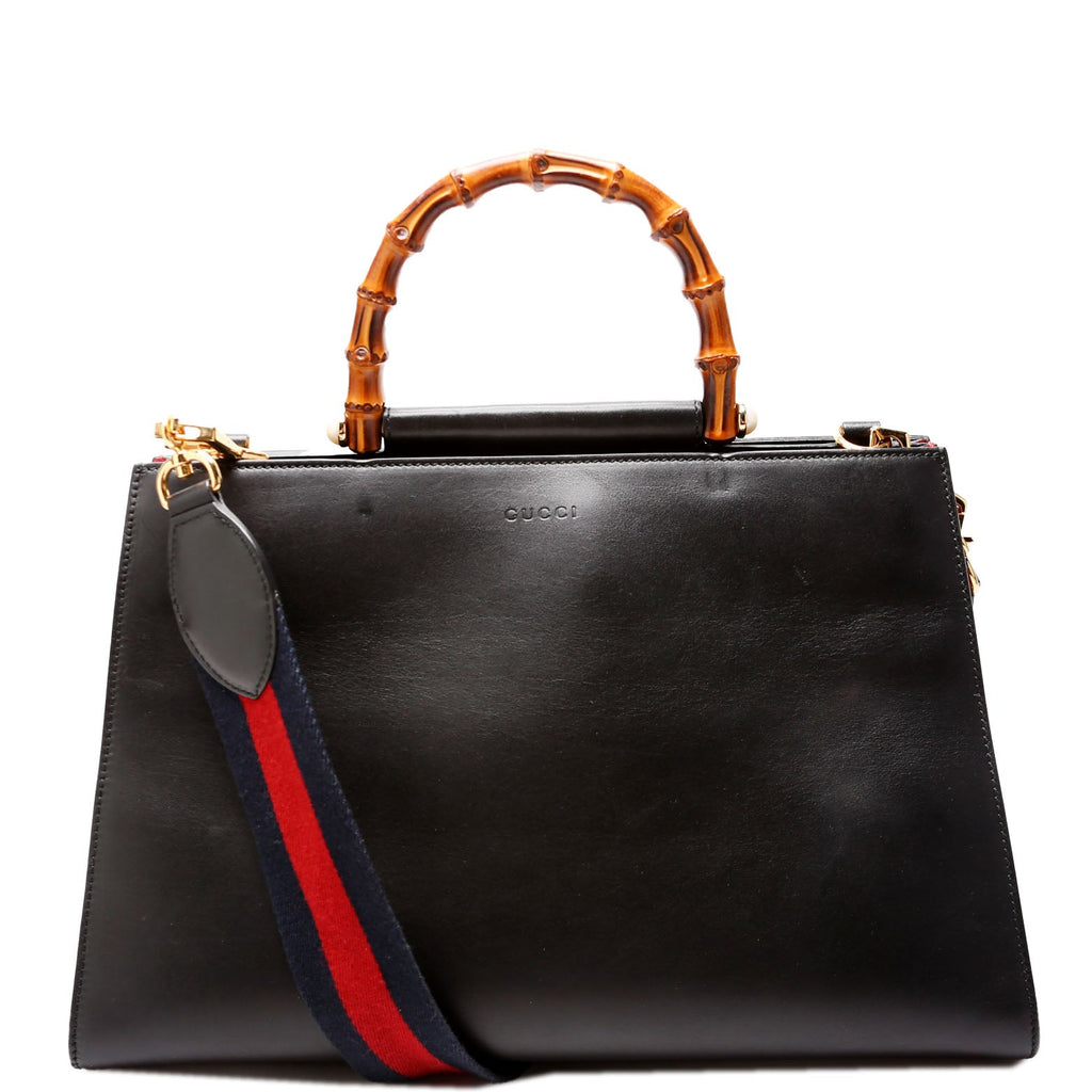 453764 Nymphaea Medium Bamboo Top Handle Black