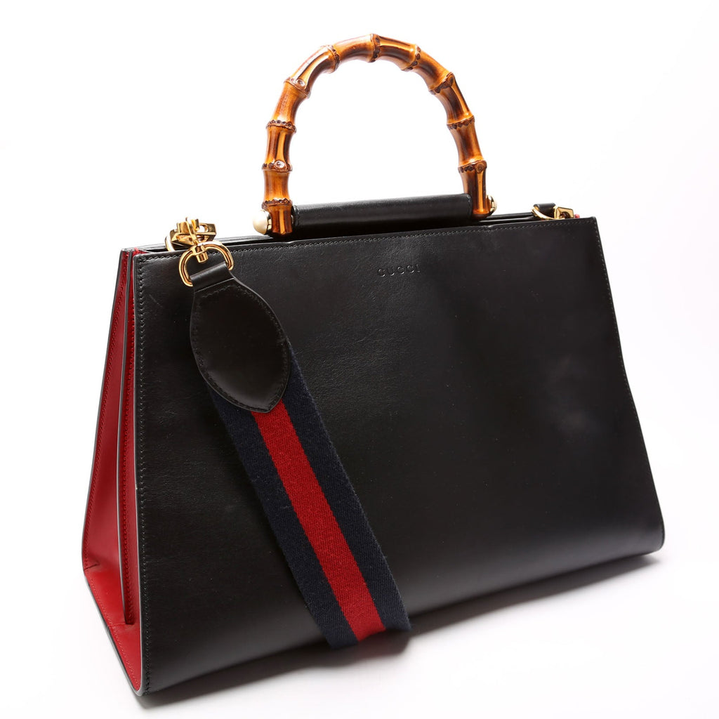 453764 Nymphaea Medium Bamboo Top Handle Black