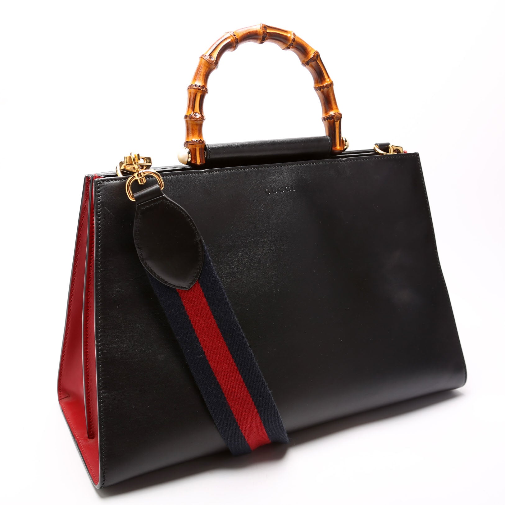 453764 Nymphaea Medium Bamboo Top Handle Black
