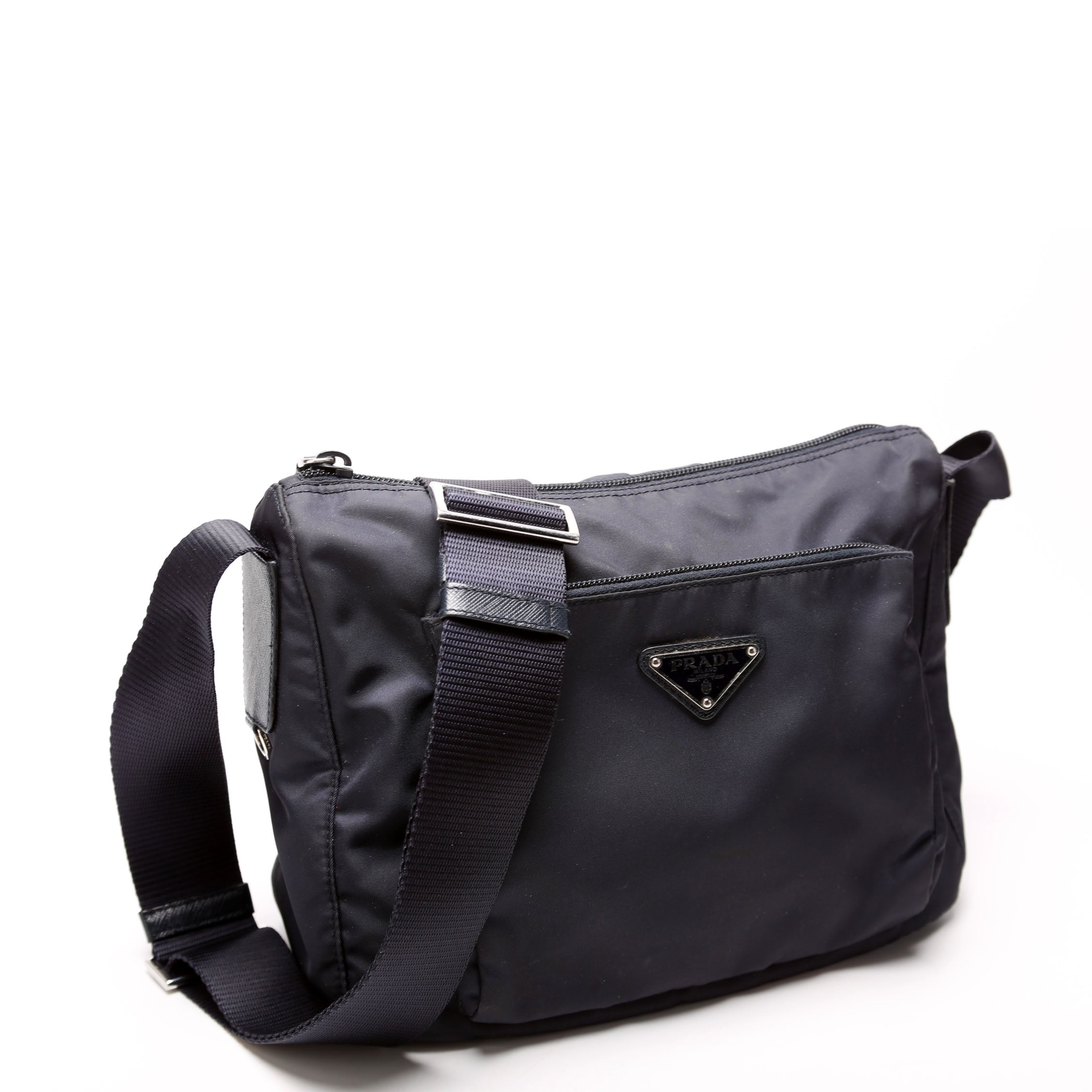 Tessuto Nylon Saffiano Messenger Bag Navy