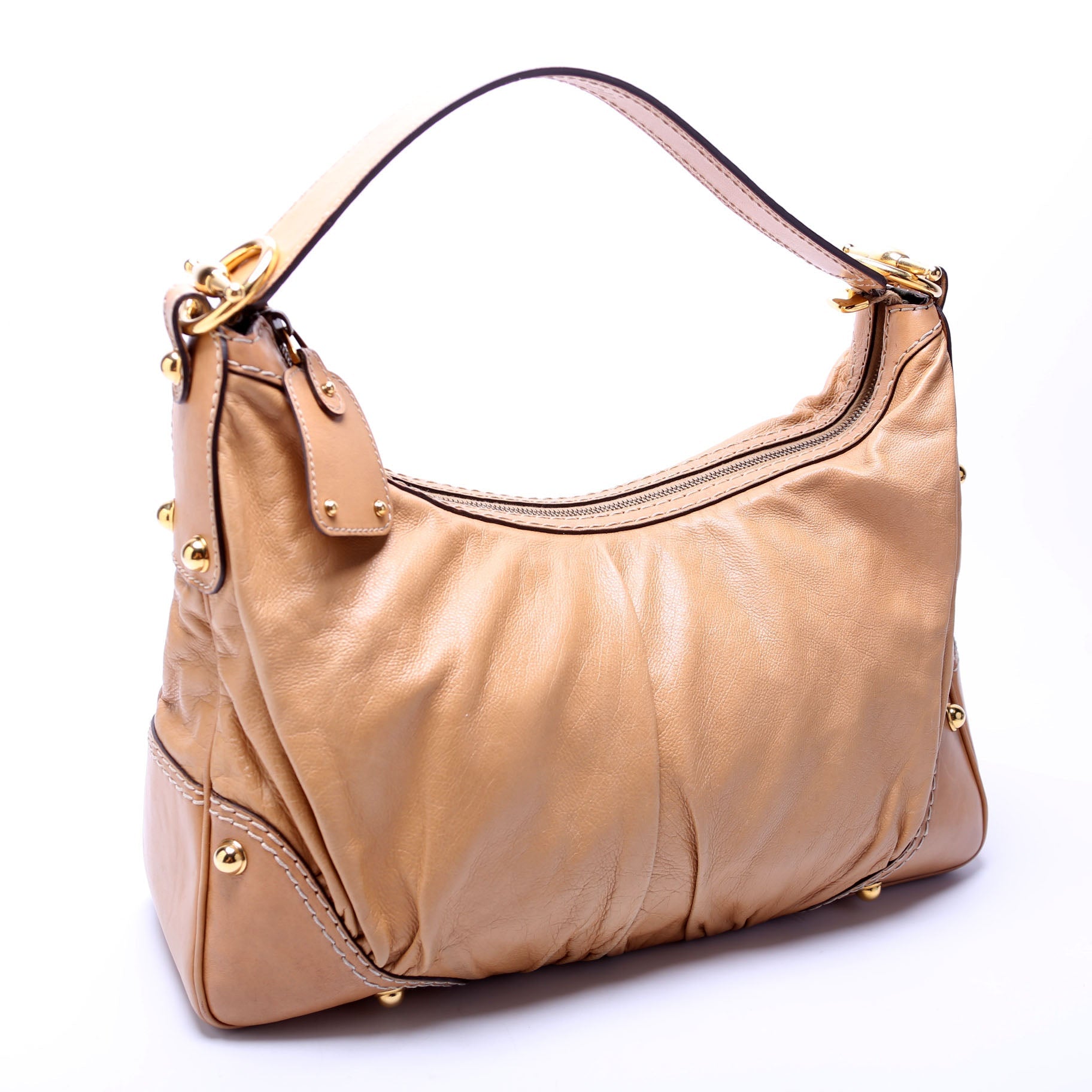211966 Calfskin Jockey Hobo Large Tan