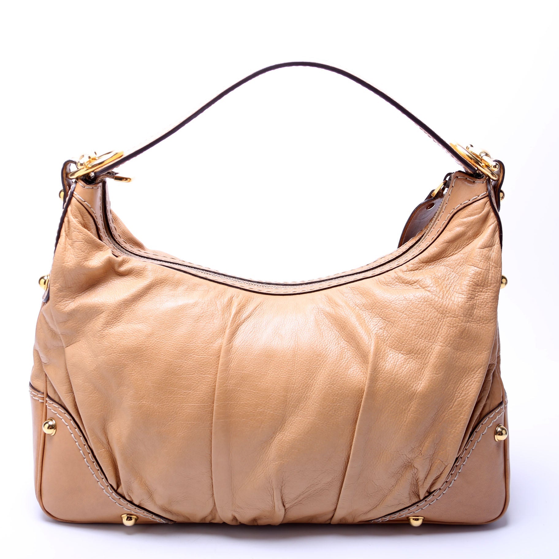 211966 Calfskin Jockey Hobo Large Tan