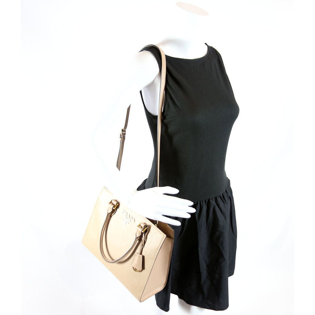 Convertible Open Tote Saffiano Tan