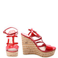Interlocking G Patent Wedge Espadrilles Size 38.5 Red