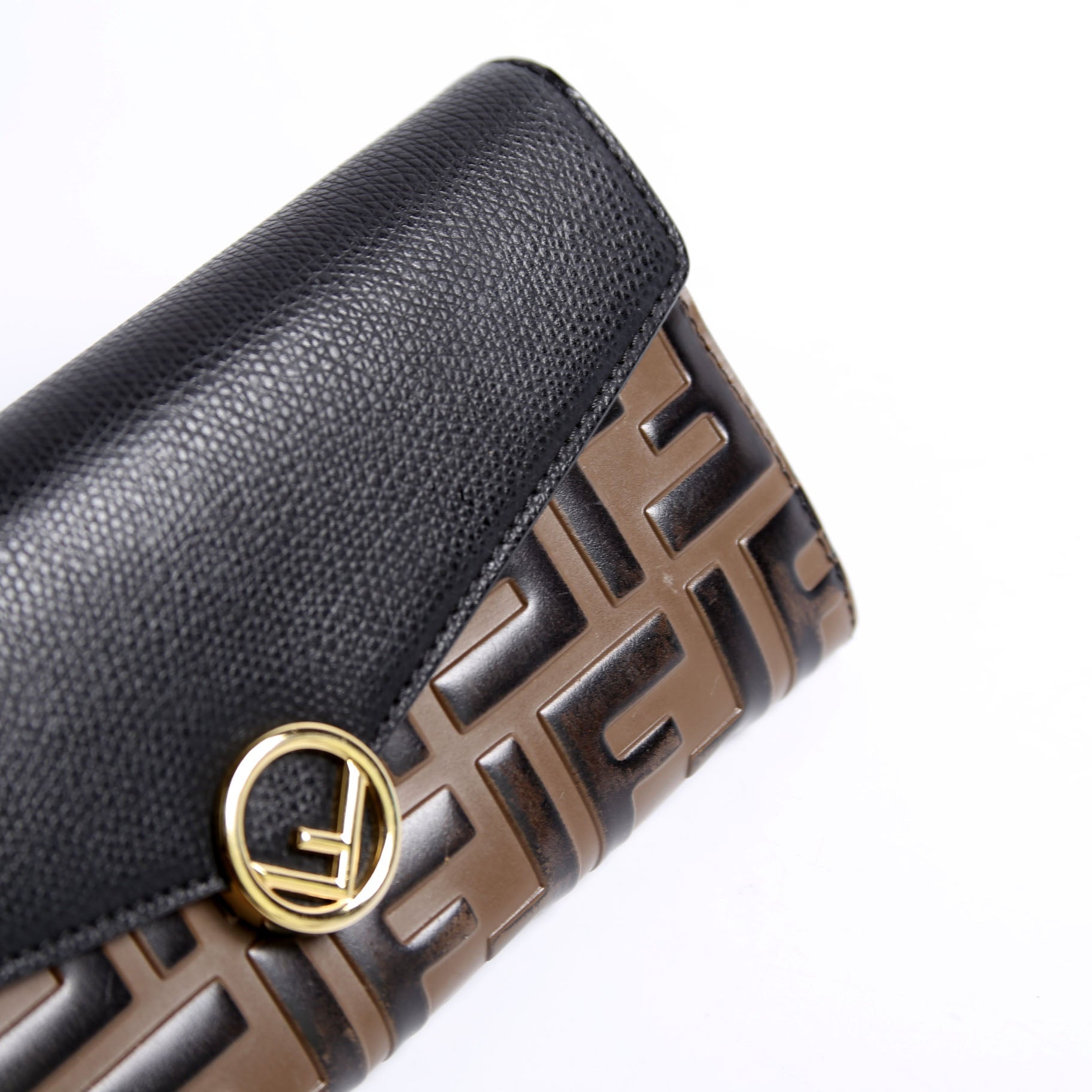 8M0251 F Is Fendi Flap Wallet Black/Brown