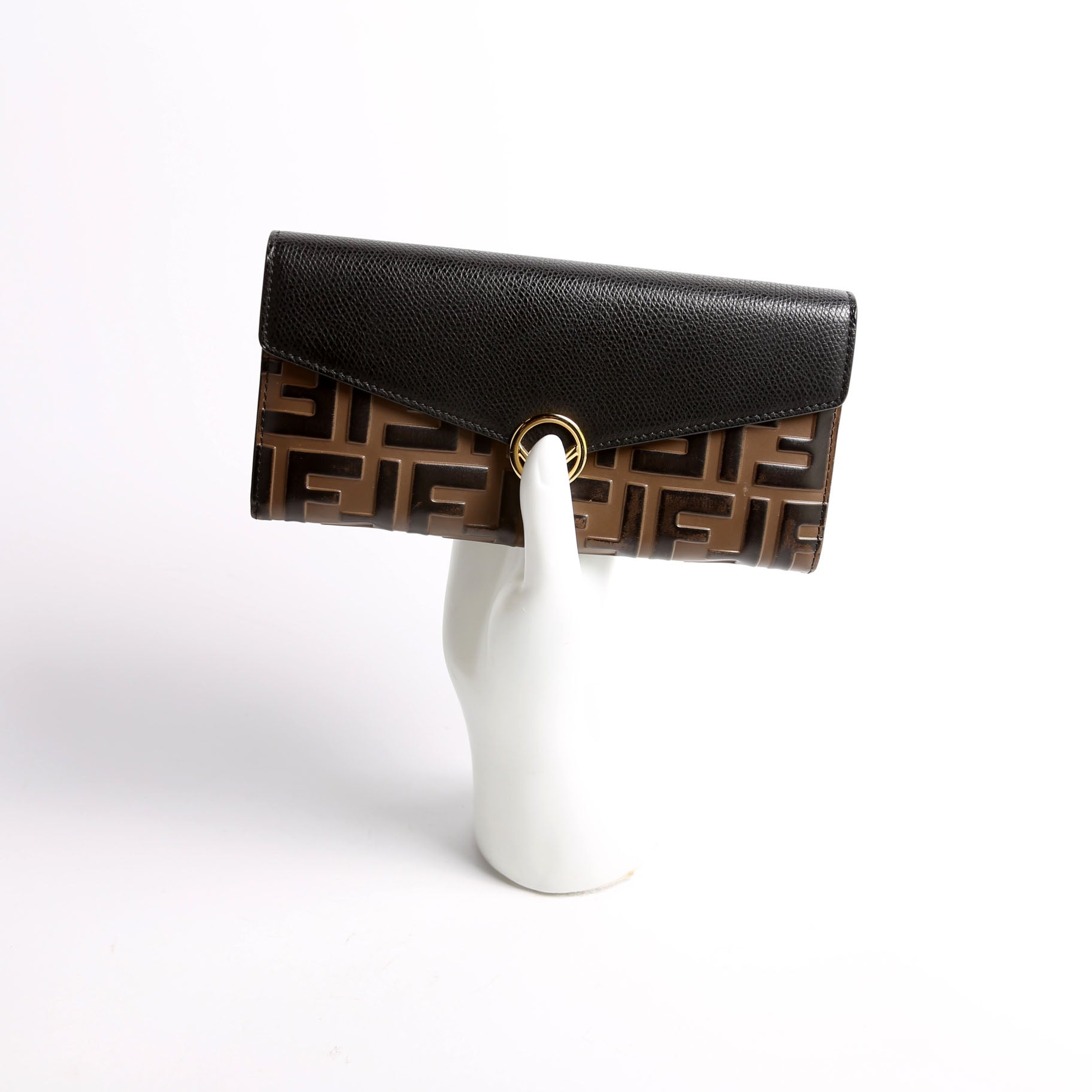 8M0251 F Is Fendi Flap Wallet Black/Brown