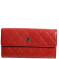 Caviar Quilted Large Flap Wallet 21M Red
